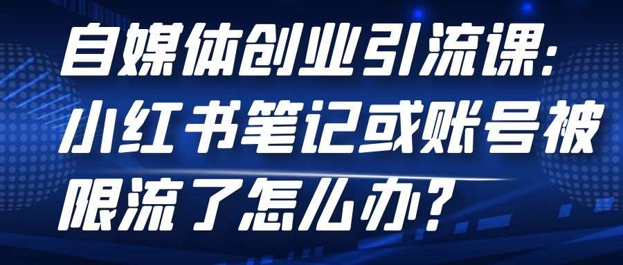 自媒体创业引流课：小红书笔记或账号被限流了怎么办？