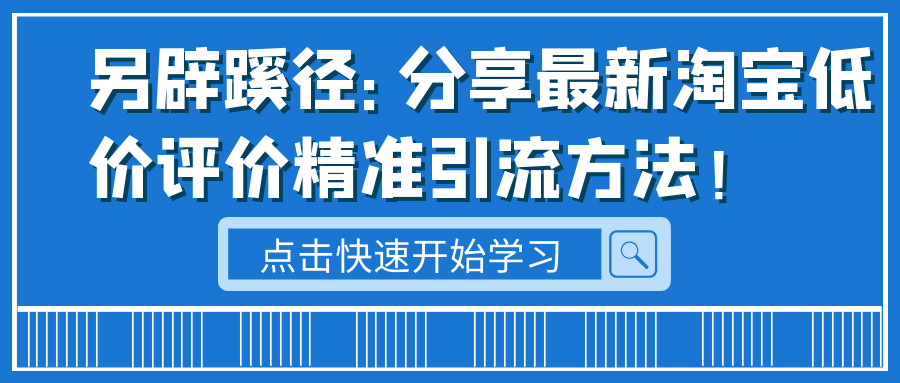 另辟蹊径：分享最新淘宝低价评价精准引流方法！