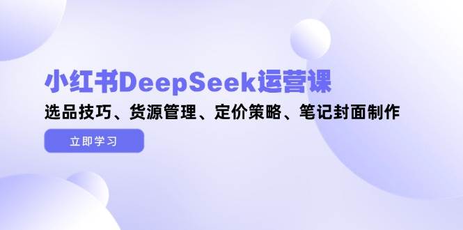 (5.13)小红书DeepSeek运营课，选品技巧、货源管理、定价策略、笔记封面制作