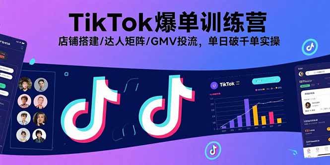 (9.7)TikTok爆单训练营，店铺搭建/达人矩阵/GMV投流，单日破千单实操